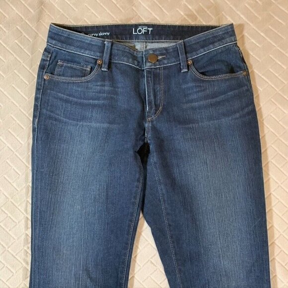 Ann Taylor Loft Womens 26 Denim Jeans Blue Curvy Skinny Dark Wash Low Rise - Picture 2 of 11